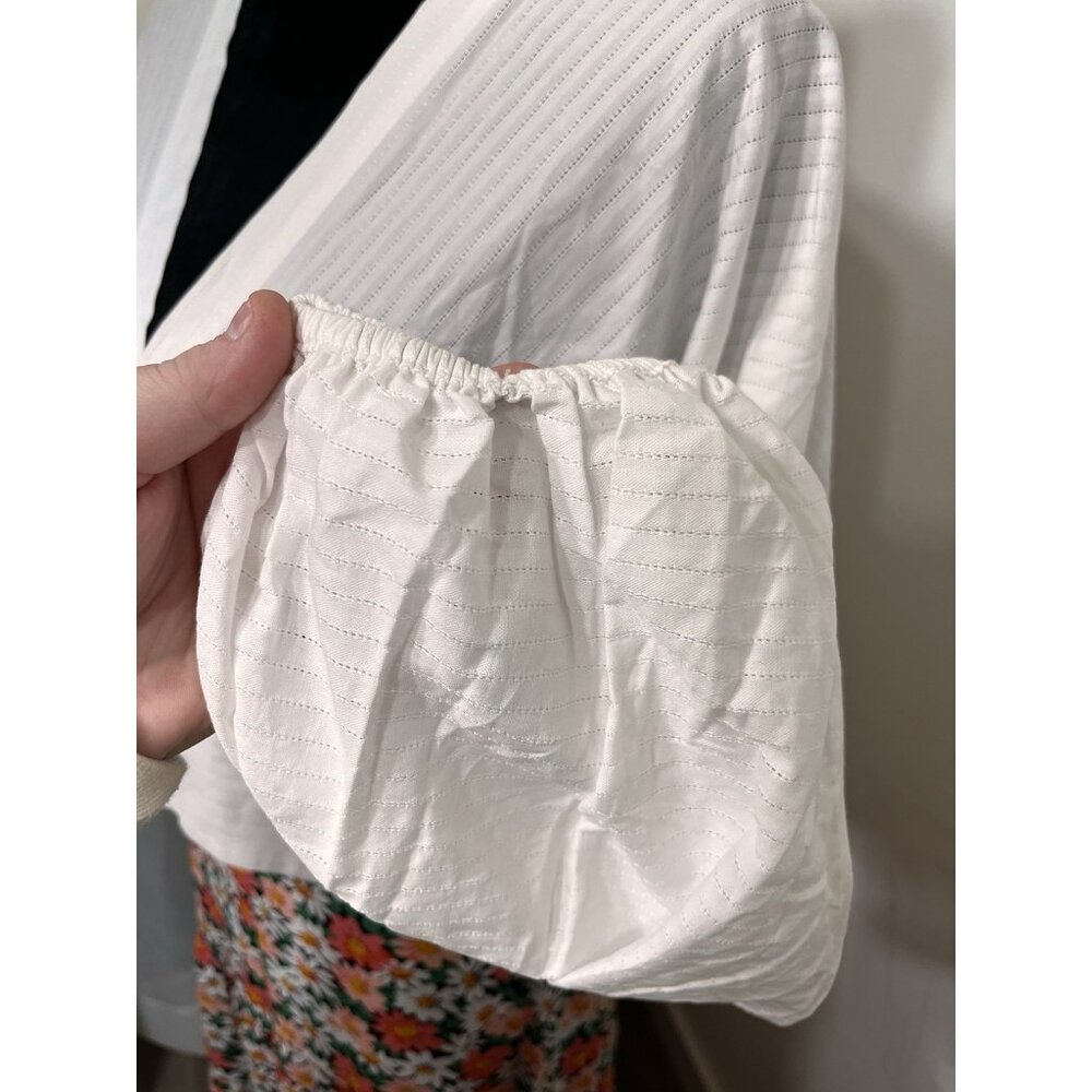 Banana Republic Puff Sleeve Crop Blouse Cotton Womens White Size 10 - Picture 3 of 7